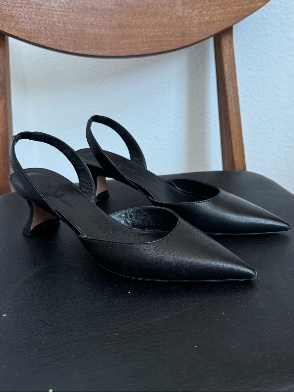 M.Gemi Black Slingback Heels